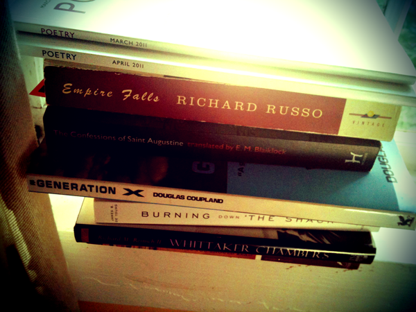 Stack of books on the window sill