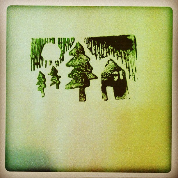 Block print Christmas card