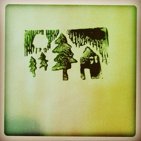 Block print Christmas card